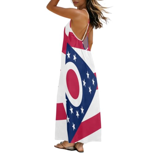 Vestido de verano sin mangas Ohio State con espalda baja para mujer casual