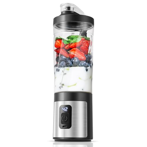 AMZCHEF Batidora portátil de 600 ml – Smoothie Maker con 6 cuchillas