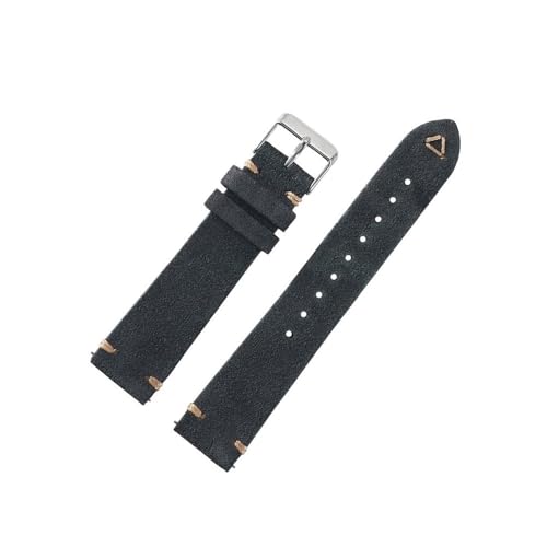 Bracelet montre cuir suédé fait main, l'élégance vintage pour vos boîtiers de 18mm à 24mm