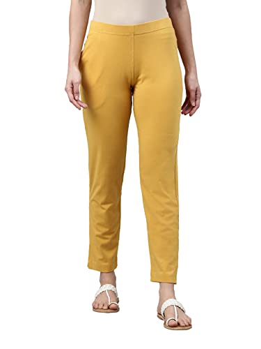 Image of GO COLORS Cotton Stretch Kurti Pants Full Length for Women | Breathable, Mid Rise, Tall