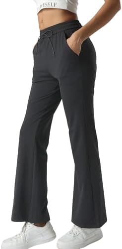 Pobodo High Waisted Wide Leg Yoga Pants for Women with Pockets, Bootcut Workout 