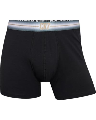 CR7 Underwear Cotton Blend Trunks (3 Pack) - Comfortable, Stylish Fitted Trunks with Smooth Elastic Waistbands (US, Alpha, Medium, Regular, Regular, Black/Grey/White/Gold)3