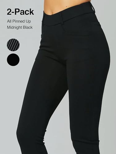 Conceited 2-Pack Stretch Slacks for Women - Wear to Work - Bootcut Dress Pants with Pockets - All Pinned Up, Black - (Medium)4