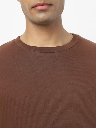 Image of Urbano Fashion Men's Textured Round Neck Oversized Full Sleeve Cotton T-Shirt