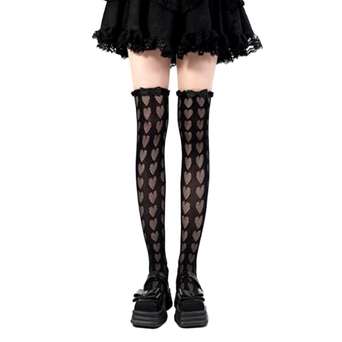 Image of Thigh High Stockings with Bow, Santa Accessory Y2K Fishnet Socks with Lace Brim Lingerie Tights for Women