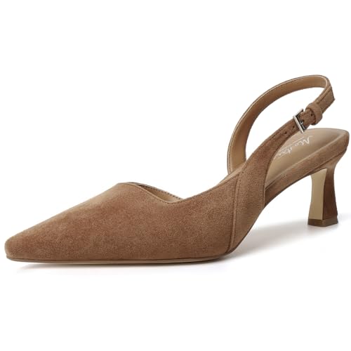 Image of Mostrin Kitten Heels for Women Slingback Pointed Closed Toe Heels Women's Pumps Shoes for Wedding, Party, Commuting