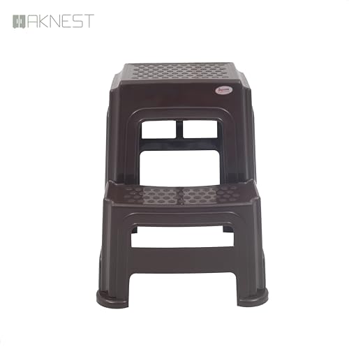 Image of Oaknest Supreme Multipurpose Plastic 2-Step Stool for Kids & Adults - Anti-Slip Lightweight Stepping Stool for Kitchen, Bathroom & Home - Wenge, 1 Piece