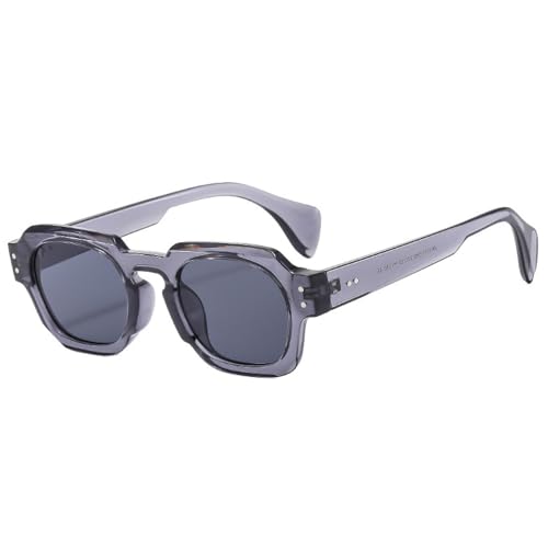 Lunettes de soleil femmes punk verres transparents gris style vintage rivets
