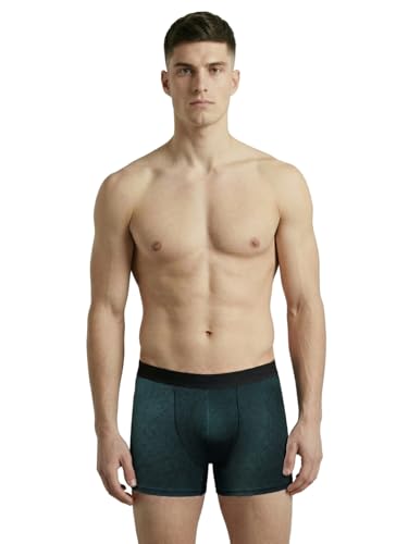 Image of TECHNOSPORT Men's Colorblock Trunks Underwear with ElastoLITE 4 Way Stretch Lightweight Breathable Moisture Wicking Soft Anti Odour Anti Microbial Comfort Fit Boxer Briefs Innerwear for Men