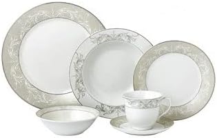 24Piece Silver Border Porcelain Dinnerware Set-Service For 4-Olympia-Mix & Match