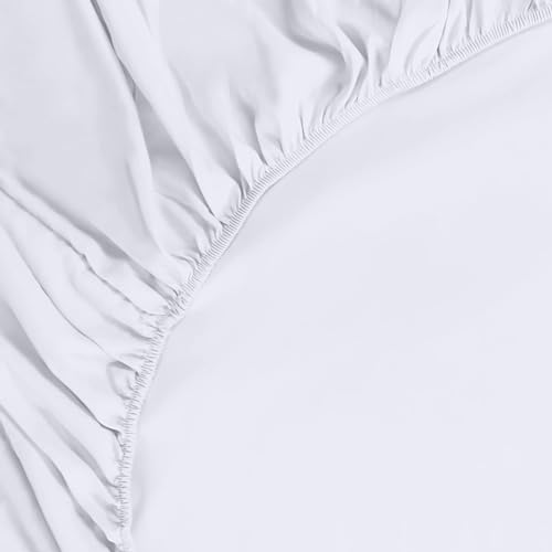 Utopia Bedding Fitted Sheet Double, White - Deep Pocket 14 inch (35 cm) - Easy Care - Soft Brushed Microfibre Fabric - Shrinkage and Fade Resistant - Bottom Sheet