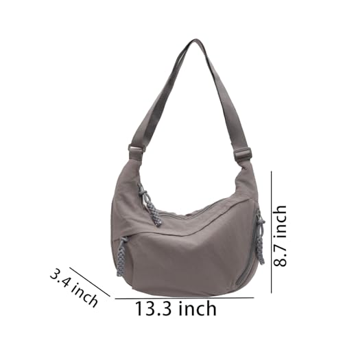 Image of Crossbody Nylon Crescent Bag for Women - Lightweight Small Hobo With 2 Pack Inner Dumpling Bag - Casual