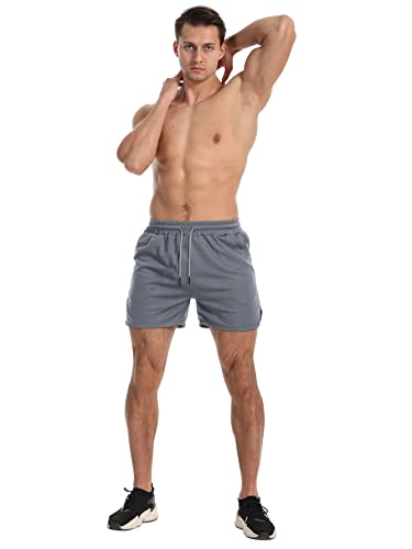 Flyfirefly Mens Workout Running Shorts Lightweight Breathable Gym Athletic 5 Inch Inseam Shorts Men Dark Grey #TOP6