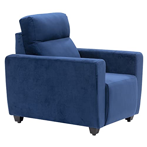 Image of Wakefit Sofa Set | 3 Year Warranty | Sofa 1 Seater, 1 Seater Sofa for Living Room, Wooden Sofa Set, Sofa Set Single Seater - Belize(Fabric-Velvet : Blue)