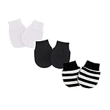 FASUND 3 Pairs Newborn Baby Cotton Mittens Solid Color No Scratch Infant Toddler Gloves for Boys Gir