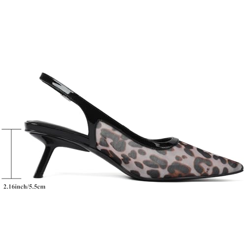 Image of Mostrin Kitten Heels for Women Pointed Toe Pumps Patent Leather Low Heel Slingback Heels with Buckle Dress Shoes for Dating Party Working