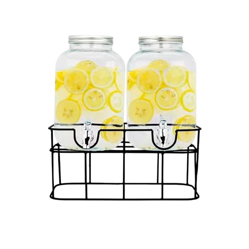 Jarras, Office Product Bluelander Vitrolero De Vidrio, Vitrolero Dispensador De Agua Con Base Hierro, Vitrolero De Vidrio 8 Lts Cada Uno, Tapa Antifuga, Bebidas Frías, Dispensador...