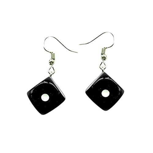 ZRSYH Boucles d'oreilles dés 3D drôles créatifs dés Dangle Boucle d'oreille Punk Hiphop Cool Mignon Boucles d'oreilles étranges Kawaii Cube carré Charme dés Boucles d'oreilles,Le Noir