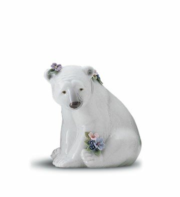 【未使用級】リヤドロ　lladro　 花と蝶で飾られたシロクマ　置物 Amazon.co.jp: Lladro シロクマ 花が座っている : Home & Kitchen