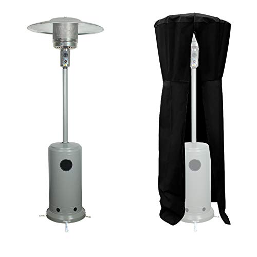 Happy Garden Parasol Chauffant Oslo - Chauffage d'extérieur gaz - Acier Gris Clair + Housse