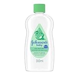 Johnson's Baby Olio Aloe Vera 300 ml, Olio neonato idratante per la pelle delicata, Johnson's Baby Oil con Aloe Vera per aiutare ad alleviare la secchezza, Dermatologicamente testato