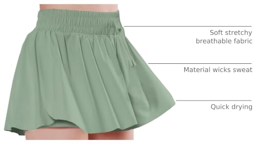 Image of EXARUS Girls Butterfly Shorts Athletic Flowy Cheer Dance Skorts Teen | Gymnastics Tennis Skirts Running Tween Flutter Sports Workout Youth 2 in 1 Gym Preppy Clothes Tumbling Outfis Kids 6-14Y
