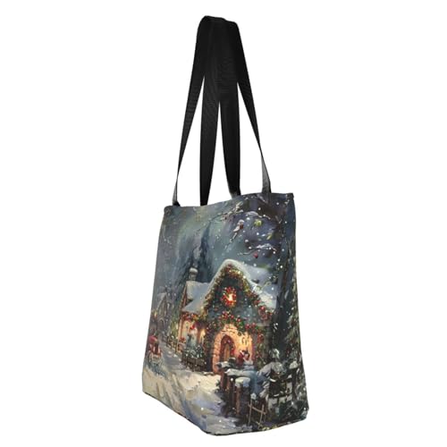 Xmas Print Comfortable Shoulder Bag Summer HandbagTravel Beach Work Daily Use Versatile Carry4