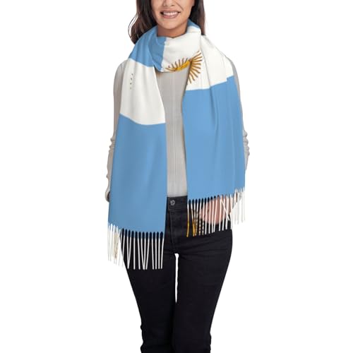 Argentine Flag 77.6"*28.3"Oversized Women'S Traditional Scarf Wraptassel Fringes Poncho Shawl Printing Shawl2