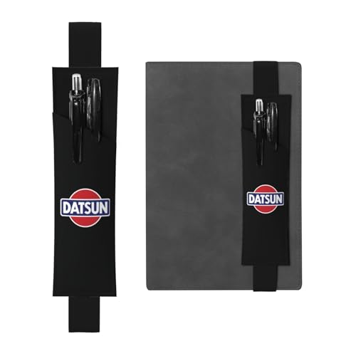 ダットサンエンブレムカーのロゴ 鉛筆袋のブックマーク スリム ポーチ 本用のペンホルダー しおり ブックマーカー 伸縮バンド付き 鉛筆ホルダー ペンケース Pvcレザー おしゃれ 雑貨 紛失防止 軽量 学生用 事務用品 持ち運びが 男女兼用