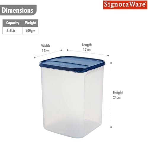 Signoraware Modular Round Container, 6.5 Litres, Mod Blue