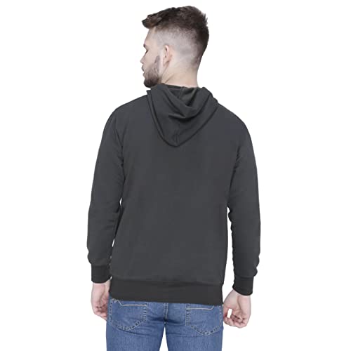 Image of Plain Zip Neck Hooded Winter Cotton Sweatshirt with Full Sleeves