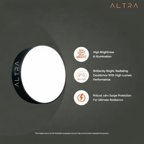 Image of 12W Rimless LED Surface Panel Light | Wide Voltage Operation | 3 in 1 Light | Polycarbonate Body | Black Finish | for Living Room, Office, Showroom Roof - Pack of 10