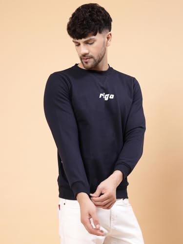 Image of Rigo Fleece Printed Round Neck Sweatshirt for Men | Full Sleeves Sweatshirt for Men | Casual Wear & Stylish Sweatshirts for Men