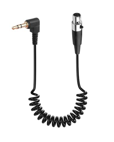 CERRXIAN 3.5mm to Mini XLR Stereo Audio Coiled Cable 90° 1/8