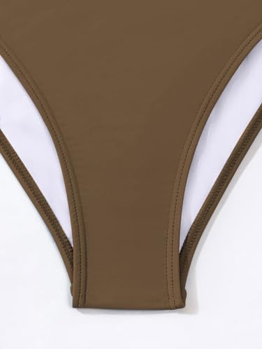 Image of Fanuerg Women's Sexy V Neck Bikini Sets Hollow Out Two Piece Swimsuits Cutout Mid Waist Bathing Suit