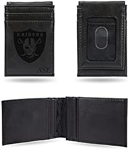 Rico Industries NFL Las Vegas Raiders - Cartera de bolsillo frontal personalizadapersonalizada con grabado láser delgada ligera gran artículo de