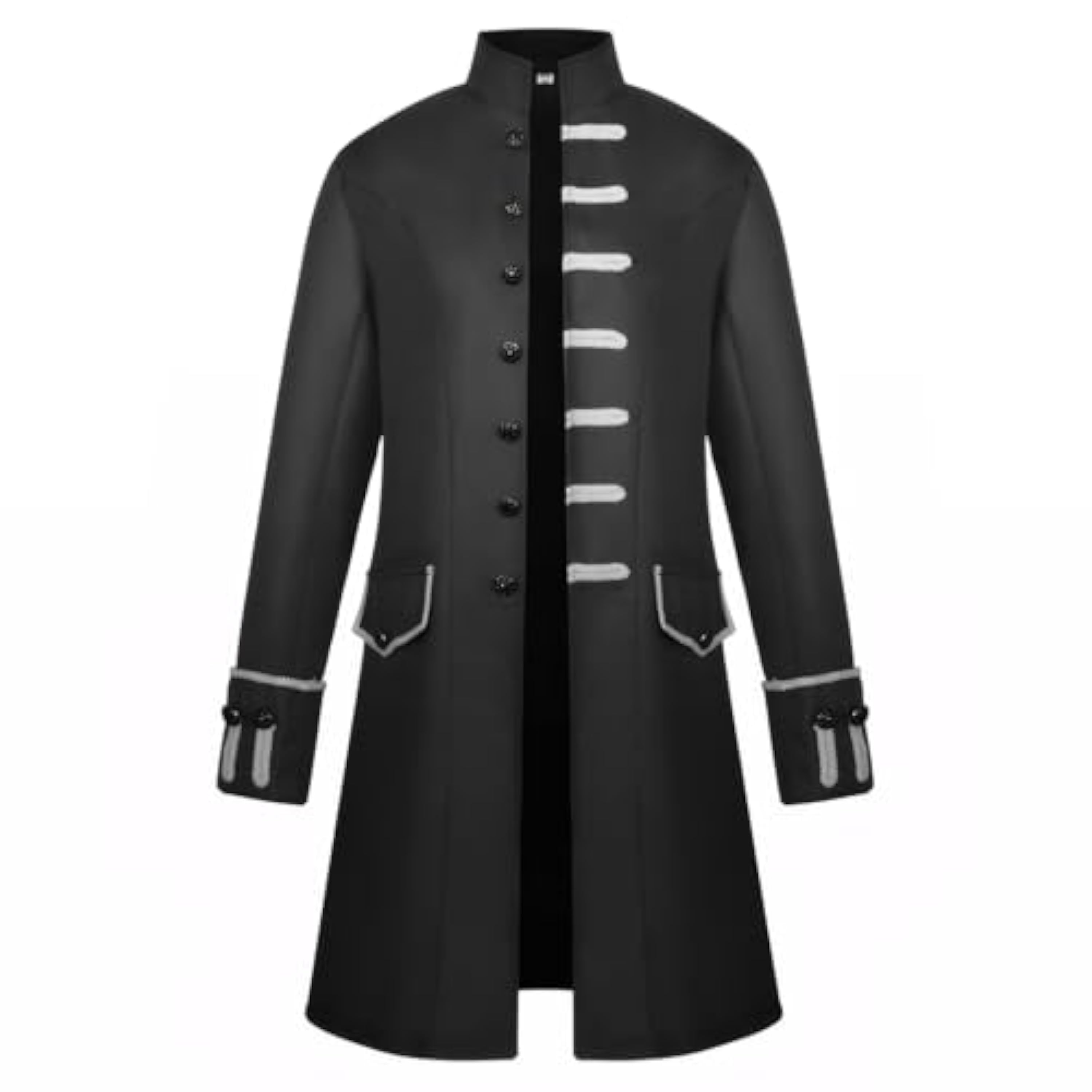 Abrigo steampunk para hombre, abrigo de Halloween, chaqueta medieval vintage gótica victoriana, disfraz de Halloween y carnaval (negro, M), Negro , M