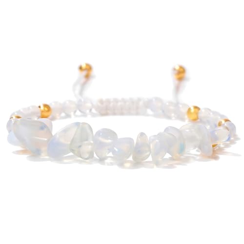 JUGUTA Pulsera De Cuarzo Blanco Con Piedras Preciosas Genuinas Para Hombres Y...