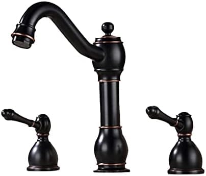 Mitigeur lavabo 3 trous noir patiné en laiton chic pour vasque rétro