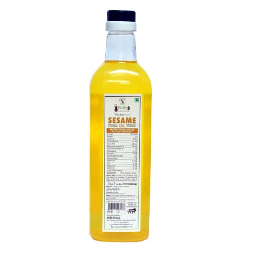 Image of Pure Lakdi Ghaani - Extra Virgin Sesame Oil 1 Litre, Organic | For Hair, Body, Skin Care, Massage | Wood Pressed | 100% Pure & Natural
