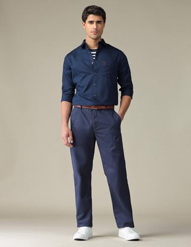 Image of U.S. Polo ASSN. Solid Tailored Fit Cotton Shirts for Men - 100% Cotton, Full Sleeve Mens Casual Shirts