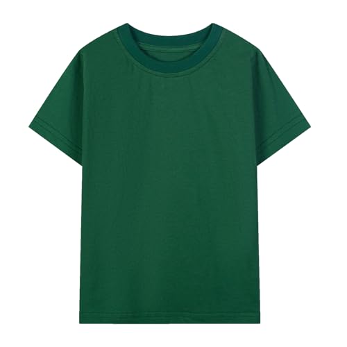 Image of HILEELANG Kids Boy Basic Plain Cotton T-Shirts Short Sleeve Crew Neck Summer Tees 4packs 6-12 Years