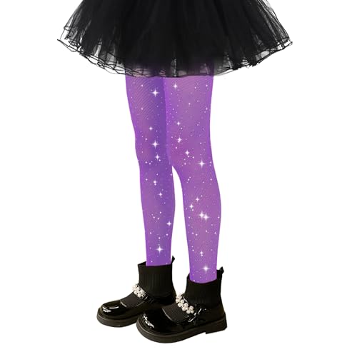 Image of Girls Sparkle Fishnet Tights Glitter Tights for Kids Toddler Rhinestone Stockings Halloween Star Pantyhose