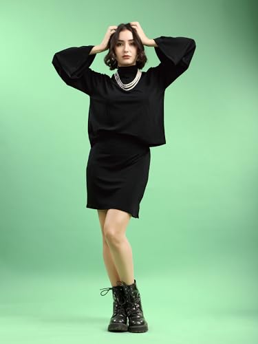 Image of PURVAJA Women's Full Sleeve Top with Skirt Solid Co-ords Set