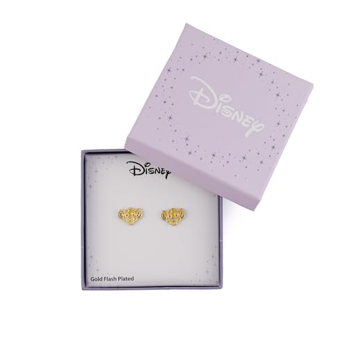 Disney The Lion King Simba Gold Plated Stud Earrings, One Size, Yellow Gold Plated, No Gemstone3