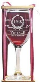 Vintage 1948 Stemmed Wine Glass with Charm and Presentation Packaging