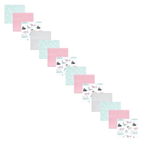 Image of Hudson Baby Unisex Baby Cotton Poly Flannel Receiving Blankets Bundle Set, Girl Arctic Animals, One Size