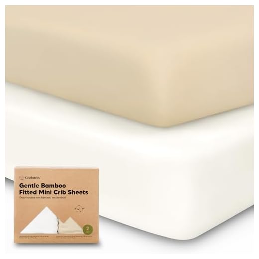 Pack and Play Sheets Fitted, 2-Pack Mini Crib Sheets - Pack N Play Sheets, Organic Fitted Crib Sheet for Pack and Play Mattress, Playard Baby Crib Sheets, Crib Sheets Neutral for Boys, Girls (Khaki)