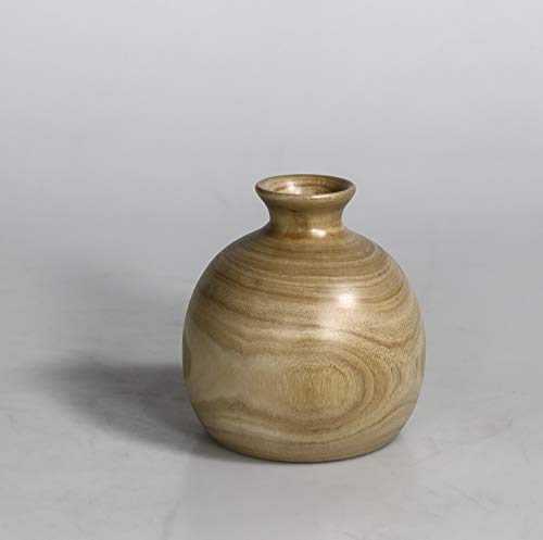 Handcrafted Wooden Vase Flower Vase Natural Wood Color Vases For Home Kitchen Living Room Decor 5.5X6.1Inch #TOP2