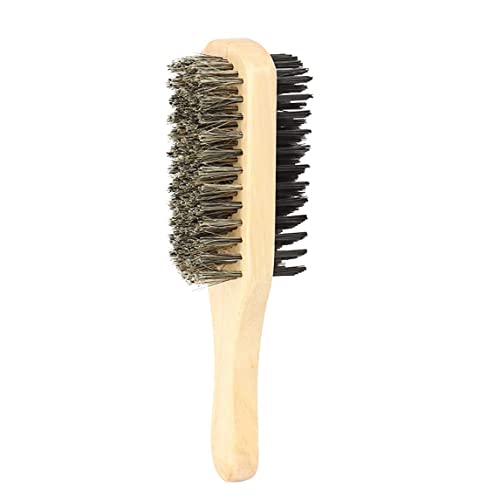 Cepillo de pelo duro y suave Cepillo para peinar la barba de hombre Cepillo de pelo de cerdas faciales de doble cara Cepillos para bigote masculino Mango de madera Peine de afeitar para exfoliante de
